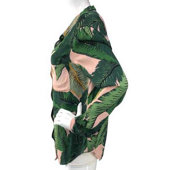 Beach Riot X Revolve Womens Size S Sunny Top in Pink Palm Button Down *TINY FLAW - Picture 5 of 16